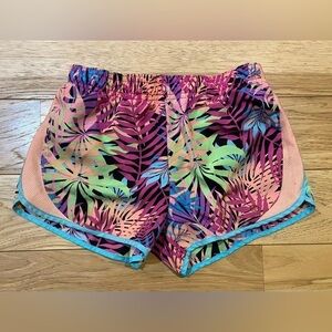 Xersion Multicolored Athletic Shorts Girls Size 7/8 Tropical Pattern Lining Mesh